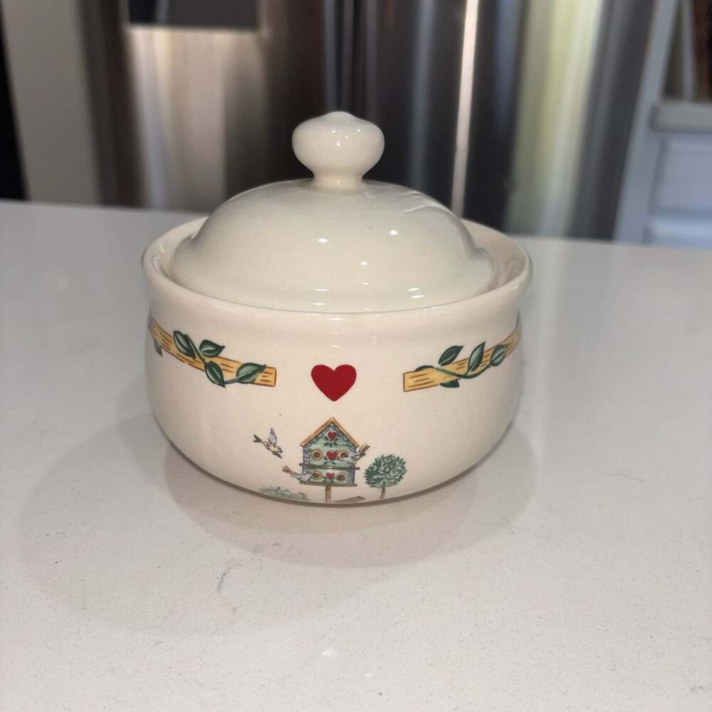 Thomson Pottery Birdhouse Sugar Bowl with Lid